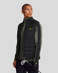 buy men's premium clothing fashion polos jackets - Lyle & Scott Men's Wadded Golf Gilet in Jet Black