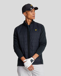 buy men's premium clothing fashion polos jackets - Lyle & Scott Men's Baffle Quilted Golf Full Zip Jacket in Dark Navy