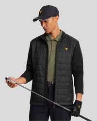 buy men's premium clothing fashion polos jackets - Lyle & Scott Men's Baffle Quilted Golf Full Zip Jacket in Jet Black