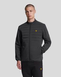 buy men's premium clothing fashion polos jackets - Lyle & Scott Men's Sports Hybrid Double Baffle Jacket in Jet Black