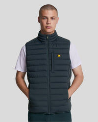 buy men's premium clothing fashion polos jackets - Lyle & Scott Men's Sports Stretch Lightweight Quilted Gilet in Dark Navy