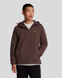 buy men's premium clothing fashion polos jackets - Lyle & Scott Men's Zip Through Hooded Jacket in Deep Mahogany