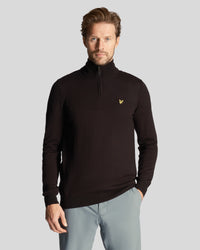 buy men's premium clothing fashion polos jackets - Lyle & Scott Men's Golf Core 1/4 Zip Merino Jumper in Jet Black