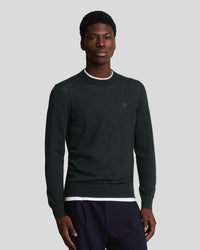 buy men's premium clothing fashion polos jackets - Lyle & Scott Men's Tonal Eagle Merino Crew Neck Jumper in Jet Black