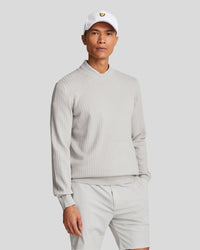 buy men's premium clothing fashion polos jackets - Lyle & Scott Men's Golf Grid Crew Neck Jumper in Pebble