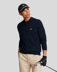 buy men's premium clothing fashion polos jackets - Lyle & Scott Men's Golf V Neck Jumper in Dark Navy