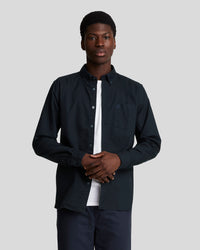 buy men's premium clothing fashion polos jackets - Lyle & Scott Men's Tonal Eagle Plain Oxford Shirt in Dark Navy