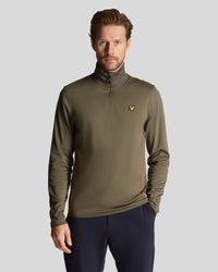 buy men's premium clothing fashion polos jackets - Lyle & Scott Men's Golf Technical 1/4 Zip Midlayer in Cactus Green