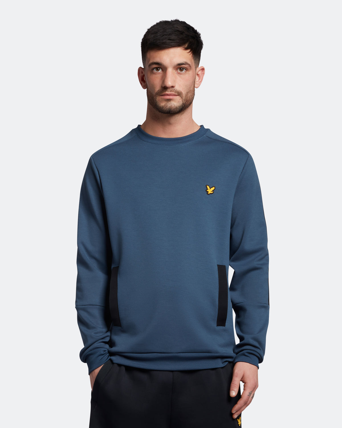 Mens Light Navy Pocket Branded Crew Neck Sweatshirt Lyle Scott
