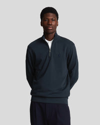 buy men's premium clothing fashion polos jackets - Lyle & Scott Men's Tonal Eagle 1/4 Zip Sweatshirt in Dark Navy