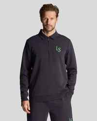 buy men's premium clothing fashion polos jackets - Lyle & Scott Men's Golf LS Logo 1/4 Zip Sweatshirt in Dark Navy