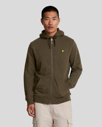 buy men's premium clothing fashion polos jackets - Lyle & Scott Men's Zip Through Hoodie in Olive