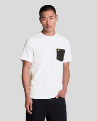 buy men's premium clothing fashion polos jackets - Lyle & Scott Men's Contrast Pocket T-Shirt in White/Jet Black