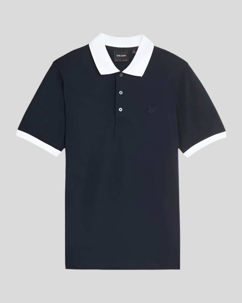 Lyle Scott Heren Superfine Contrast Poloshirt in Donkerblauw/Wit