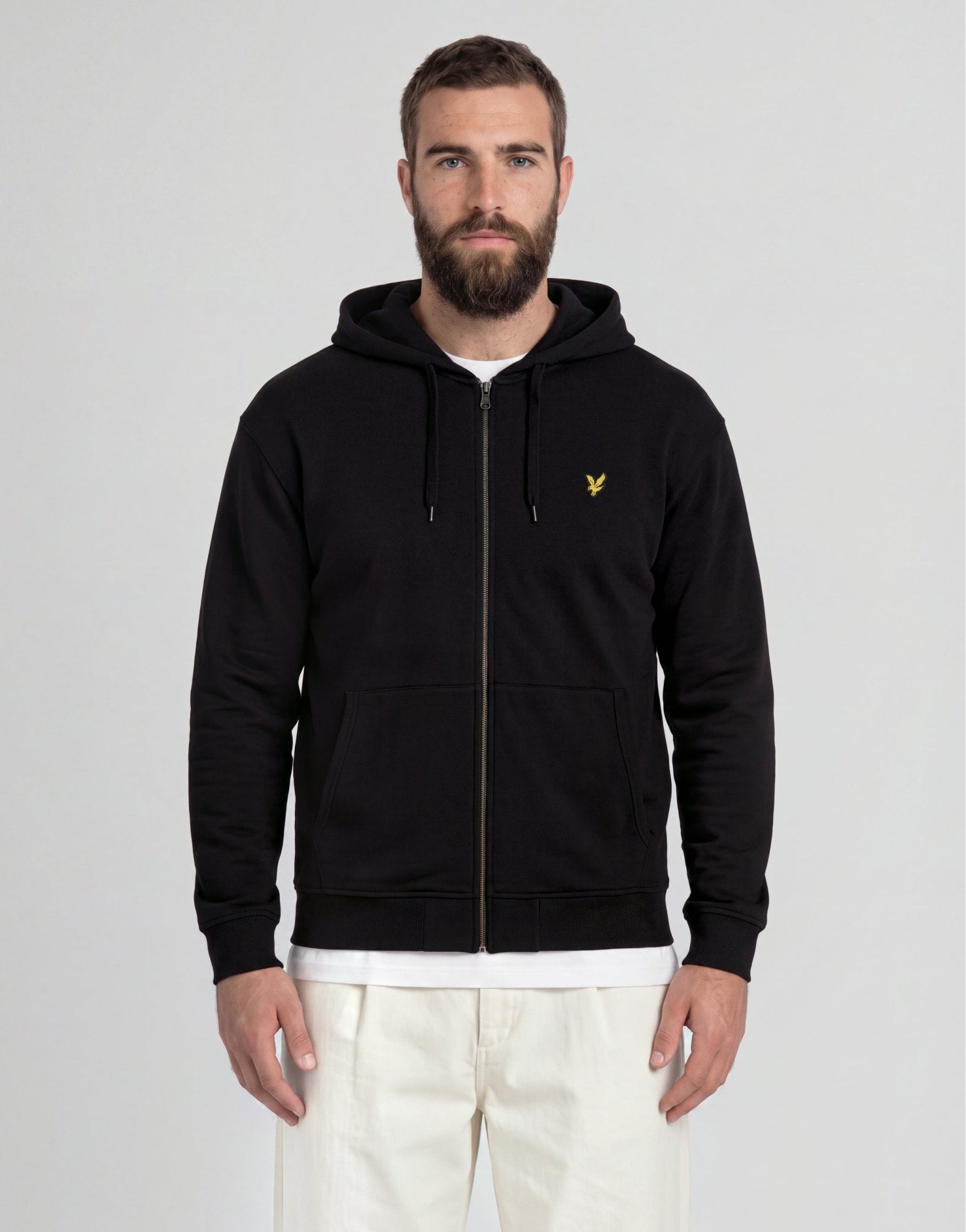 Lyle & Scott Golfickers パーカー ブラック Lyle & Scott Men's Loopback Cotton Fit Full Zip Hoodie in Jet Black
