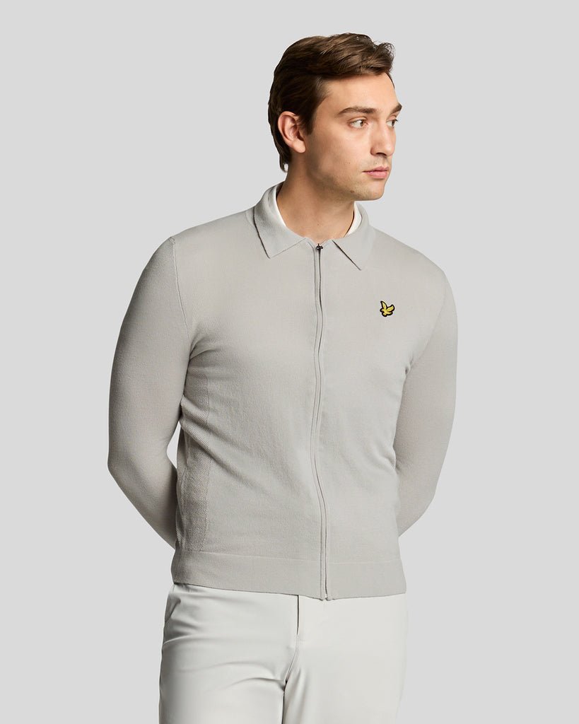 Lyle Scott Men's Golf Lightweight Collared Cardigan in Pebble