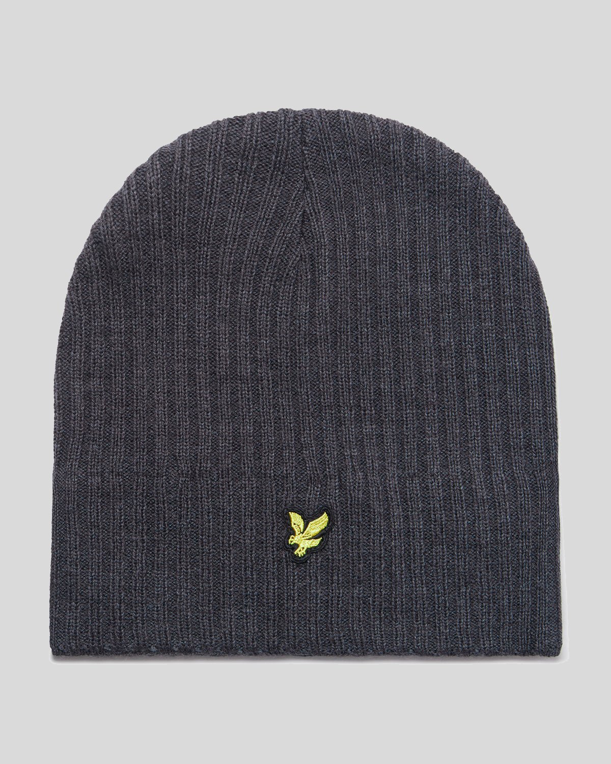 Lyle Scott Men's Knitted Ribbed Beanie in Mid Grey Marl