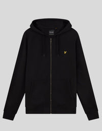 buy men's premium clothing fashion polos jackets - Lyle & Scott Men's Zip Through Hoodie Plus in Jet Black