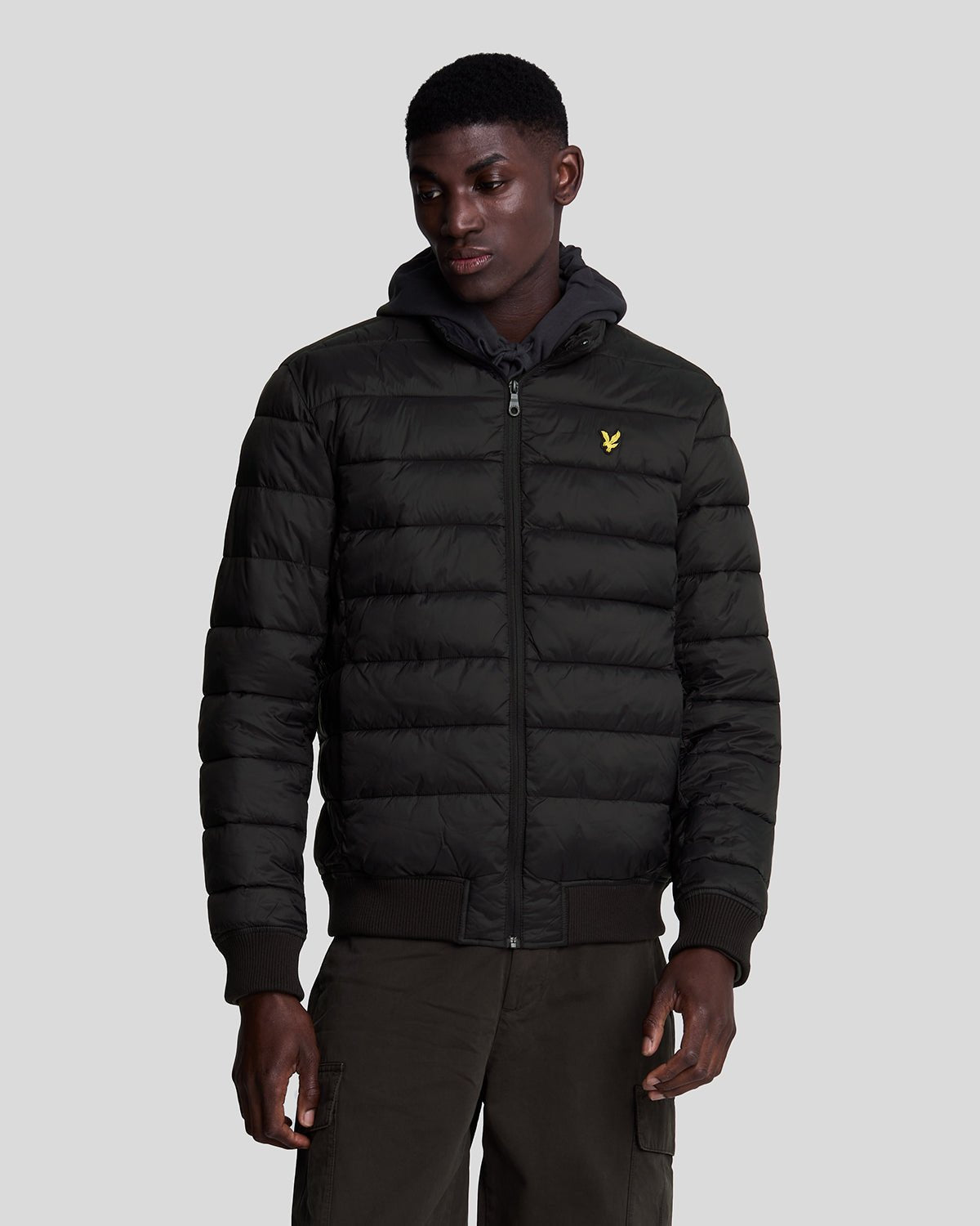 Lyle Scott Men's Funnel Neck Puffer Jacket in Jet Black