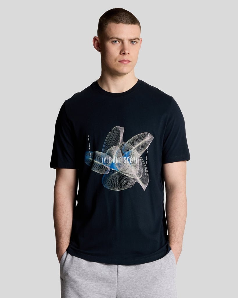 Lyle Scott Men's 3D Line Graphic T-Shirt in Dark Navy