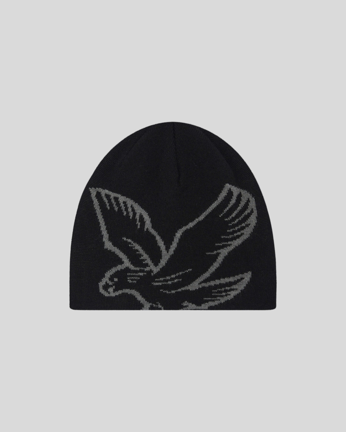Vlakke foto van de Eagle Logo Jacquard-muts in Jet Black-Mid en Grey Marl