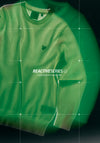Lyle & Scott Glow Reactive Relaxed Crew Neck Jumper in stone beige, featuring glow-in-the-dark reactive fabric.