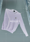 Lyle & Scott UV Reactive Relaxed Crew Neck Jumper in white and washed purple, featuring colour-changing UV-reactive fabric.