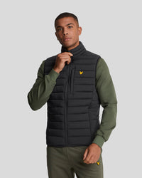 buy men's premium clothing fashion polos jackets -  Lyle & Scott Men's Sports Stretch Lightweight Quilted Gilet in Jet Black