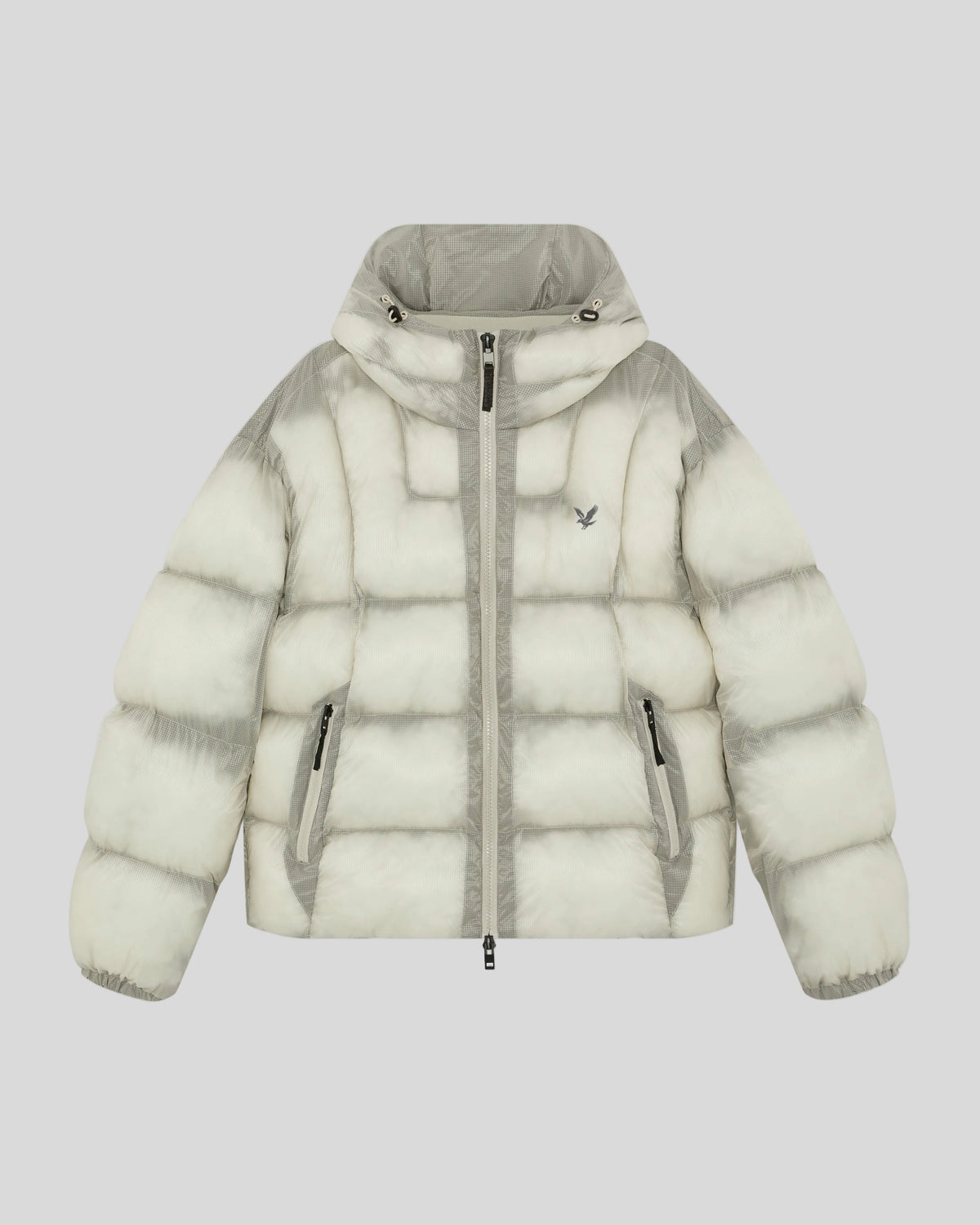 Produktfoto der durchscheinenden Pufferjacke in der Farbe „Putty“