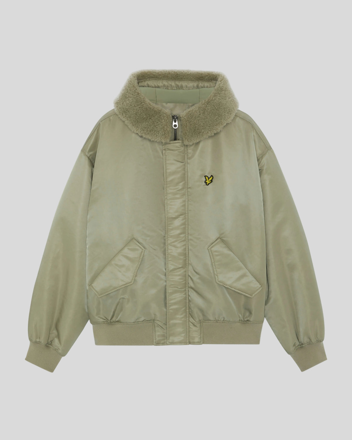 Produktfoto der Kapuzen-Fliegerjacke in der Farbe „Khaki Smoke“