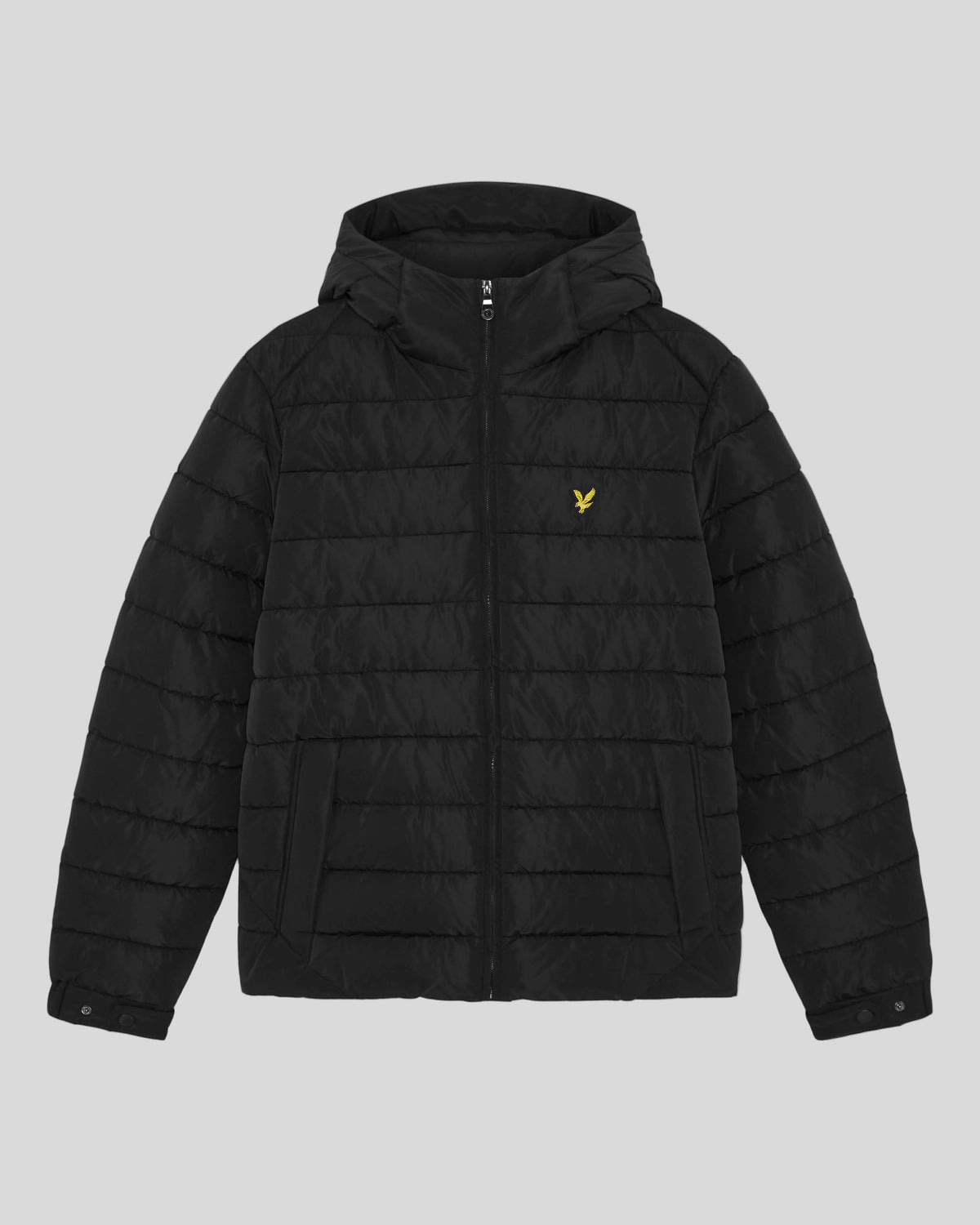 Produktfoto der gesteppten Kapuzenjacke in Jet Black