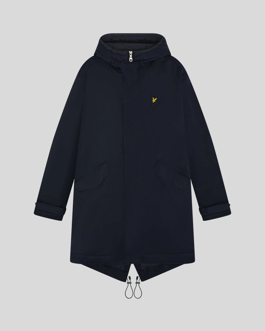 Produktfoto des gepolsterten Fishtail-Parkas in Dunkelblau