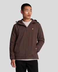 buy men's premium clothing fashion polos jackets -  Lyle & Scott Men's Zip Through Hooded Jacket in Deep Mahogany