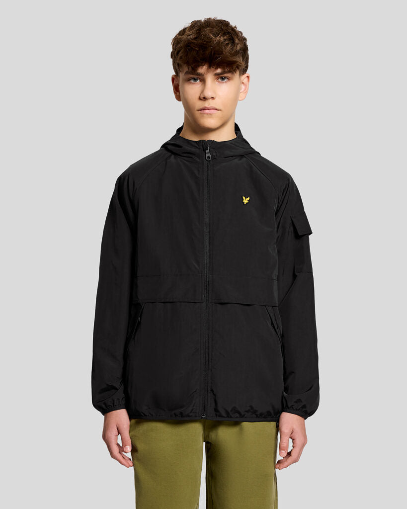 Veste coupe-vent à capuche pour garçon, couleur noir de jais