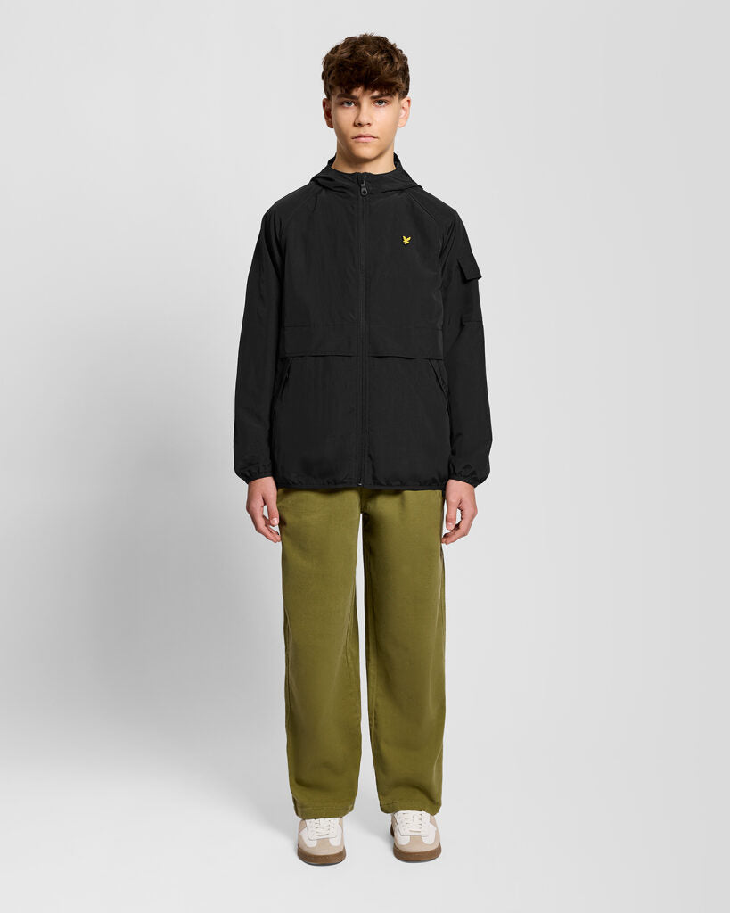 Veste coupe-vent à capuche pour garçon, couleur noir de jais