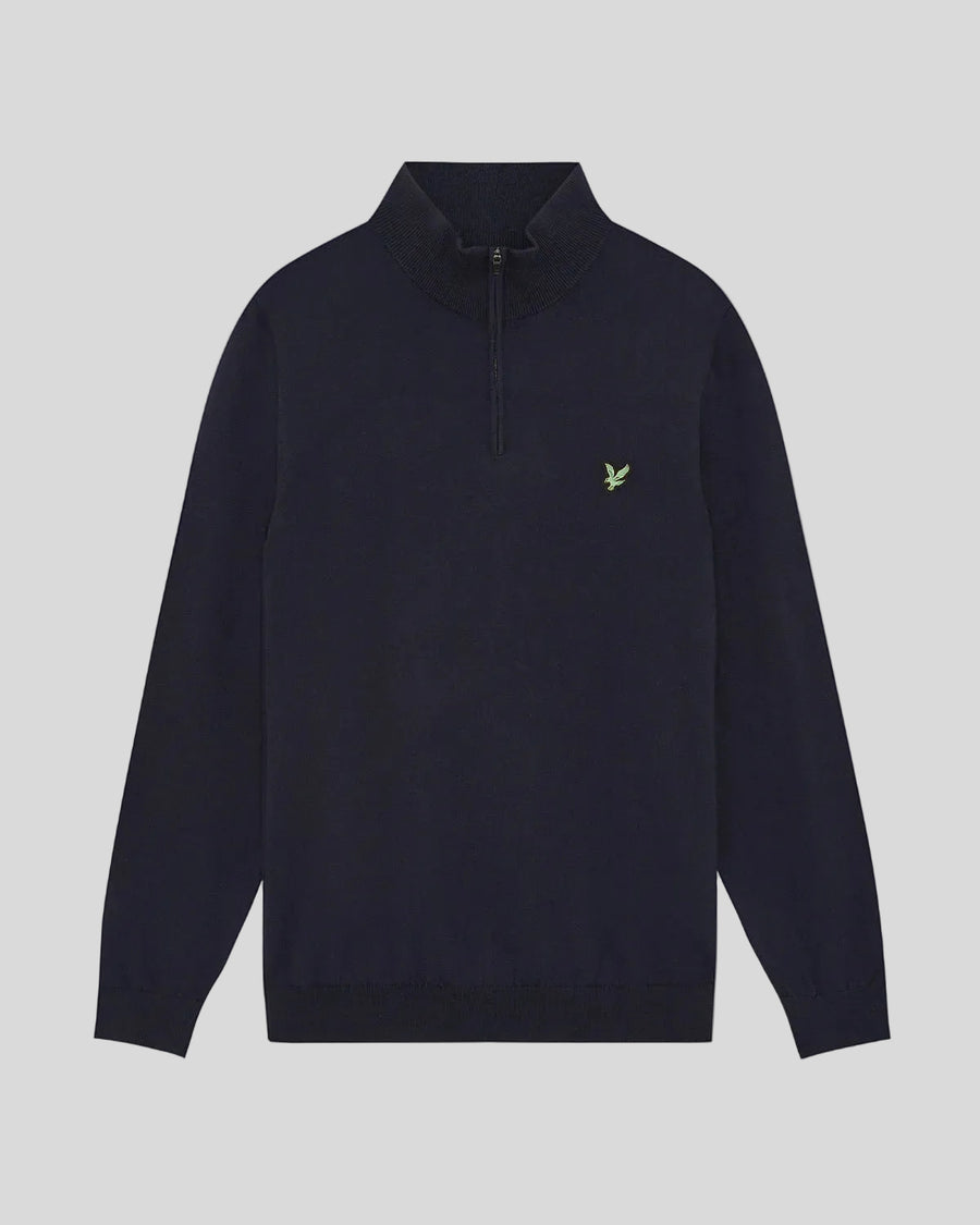 Produktfoto des „Green Eagle“ Pullovers aus Baumwollmischung mit 1/4-Reißverschluss in Dunkelblau