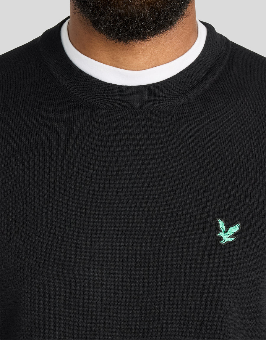 Mann trägt ein „Green Eagle“-Sweatshirt aus Baumwollmischung mit Rundhalsausschnitt in der Farbe „Jet Black“