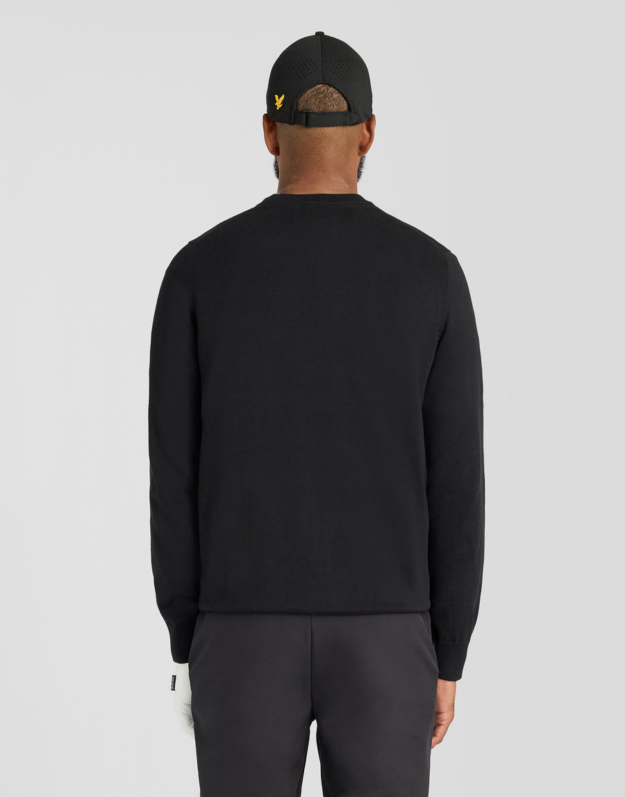 Mann trägt ein „Green Eagle“-Sweatshirt aus Baumwollmischung mit Rundhalsausschnitt in der Farbe „Jet Black“