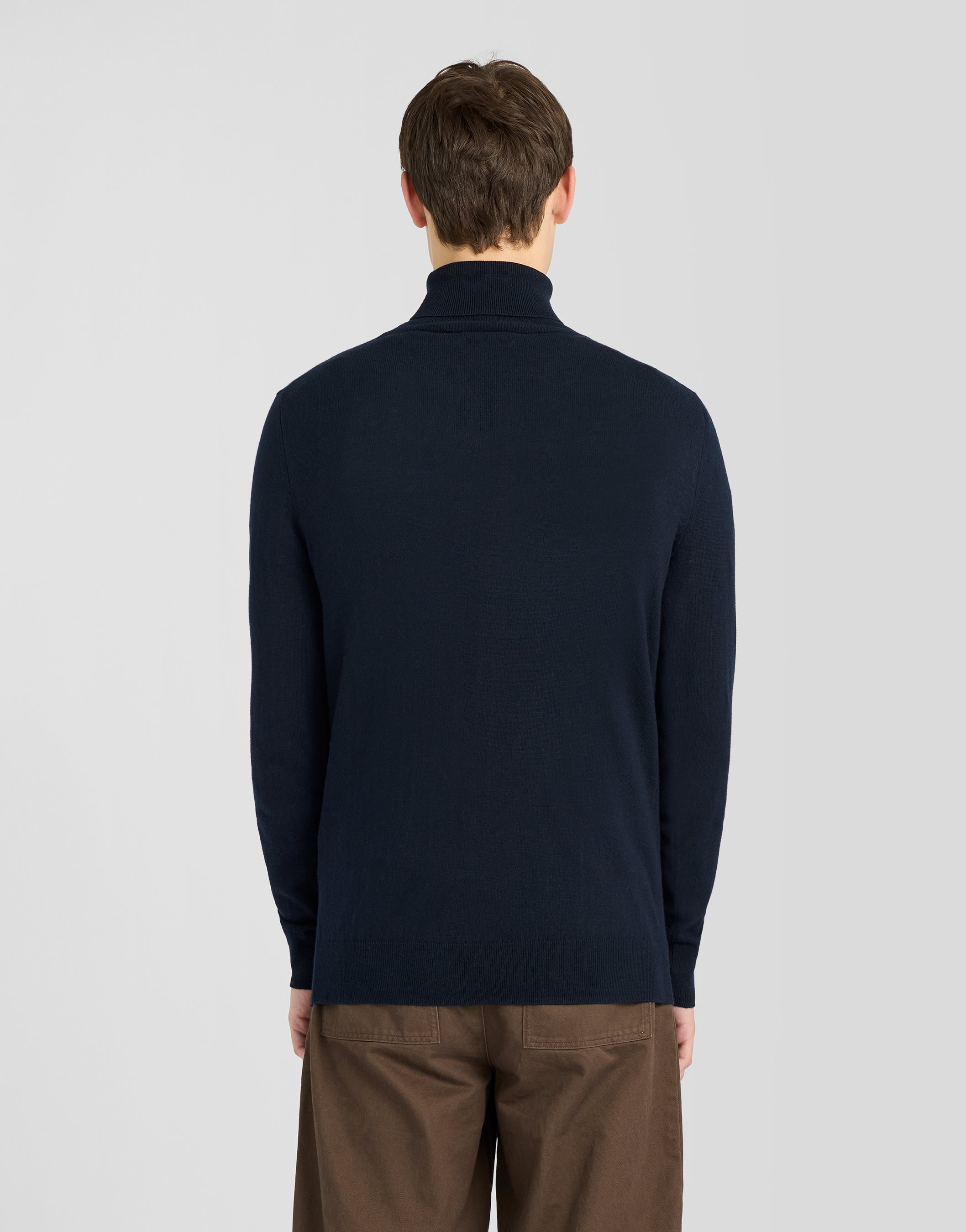 Lyle & Scott Men's Cotton Merino Turtleneck Jumper in Dark Navy