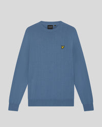 Flat shot of Cotton Merino Crew Neck-Jumper in Power Blue