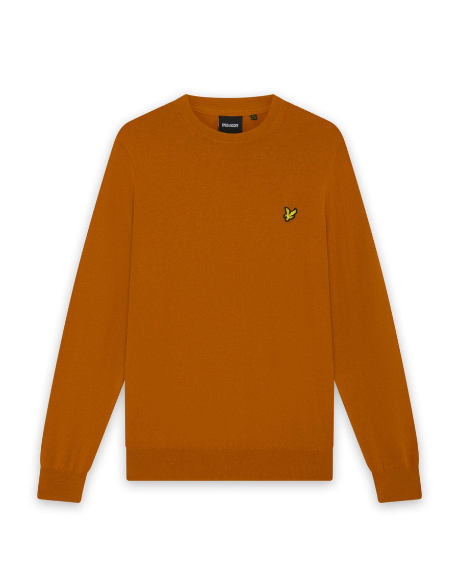 Pull à col rond en coton et laine mérinos