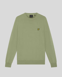 Flat shot of Cotton Merino Crew Neck-Jumper in Smoke Olive