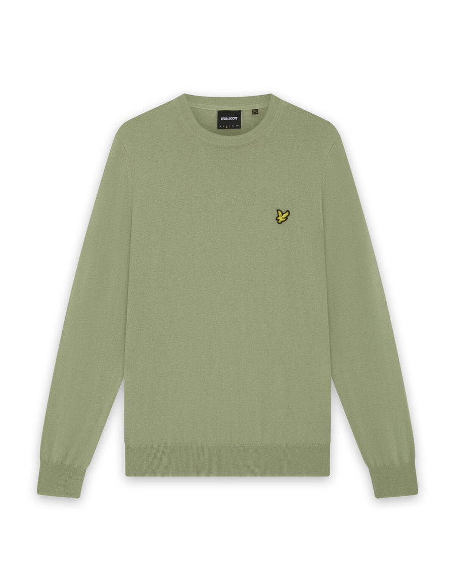 Pull à col rond en coton et laine mérinos