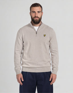 Maglione in cotone e lana merino con zip a 1/4