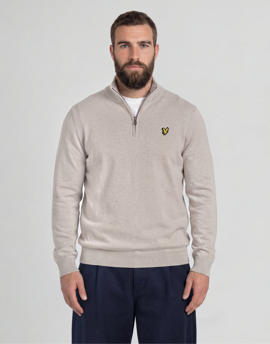 Uomo con maglione in cotone merino con zip a 1/4 della linea Big & Tall, colore Cove
