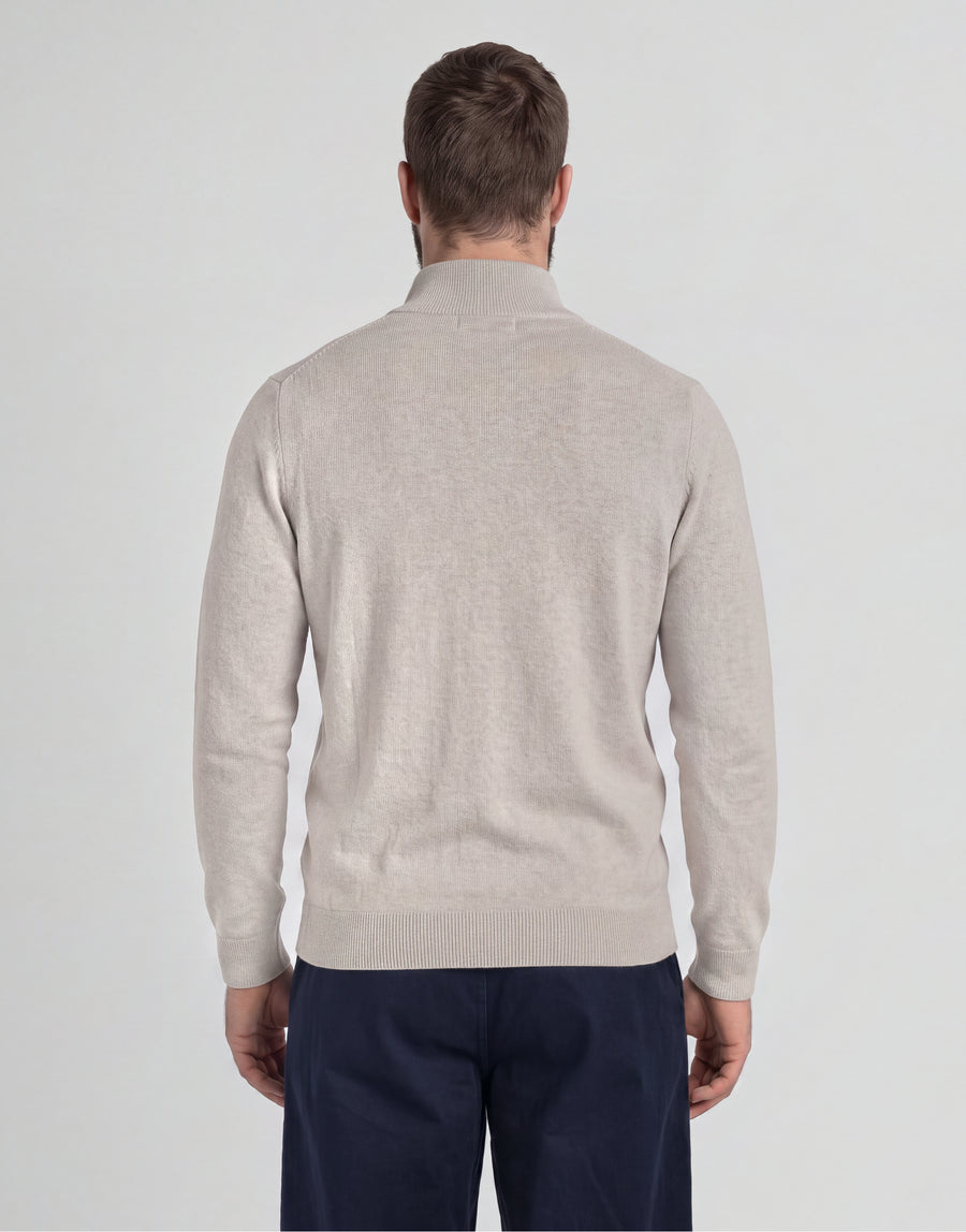 Uomo con maglione in cotone merino con zip a 1/4 della linea Big & Tall, colore Cove