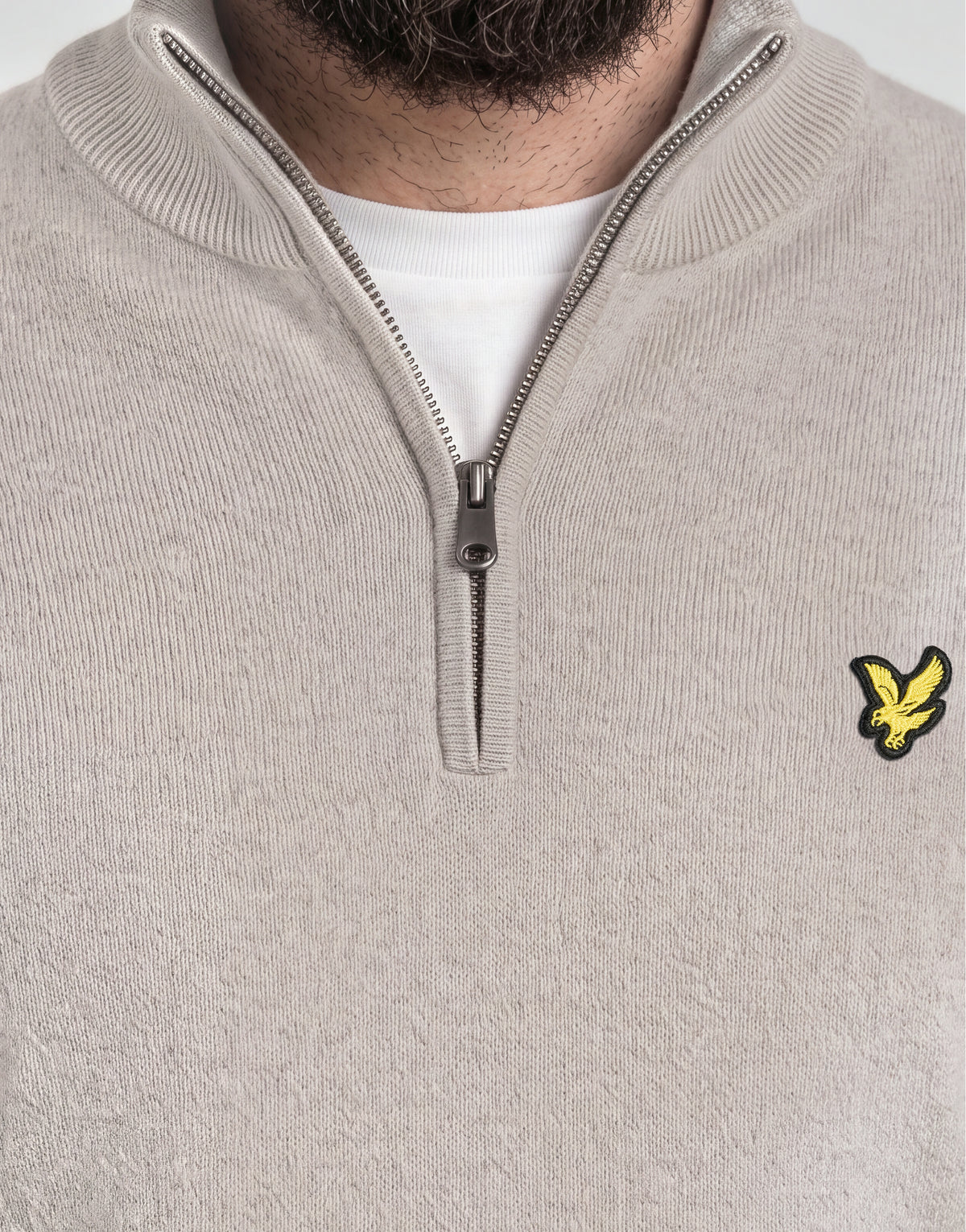 Uomo con maglione in cotone merino con zip a 1/4 della linea Big & Tall, colore Cove