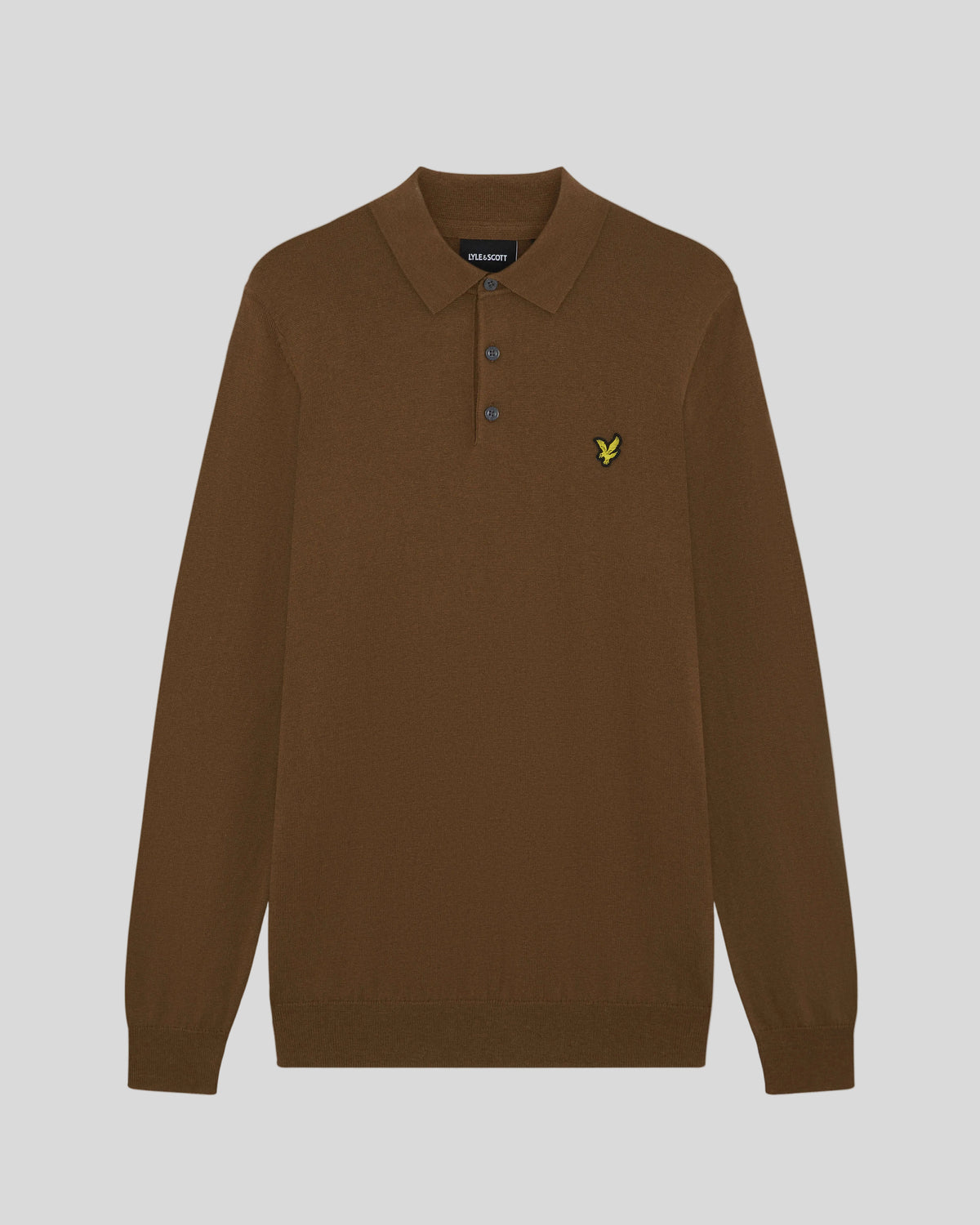 Produktfoto des Langarm-Poloshirts aus Merino-Mischung in Sepia-Braun