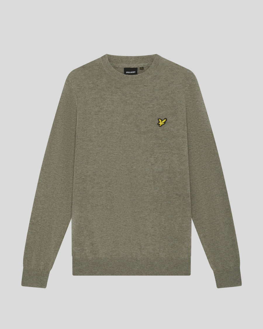 Produktfoto des Pullovers aus Lammwollmischung mit Rundhalsausschnitt – Khaki in Smoke Marl