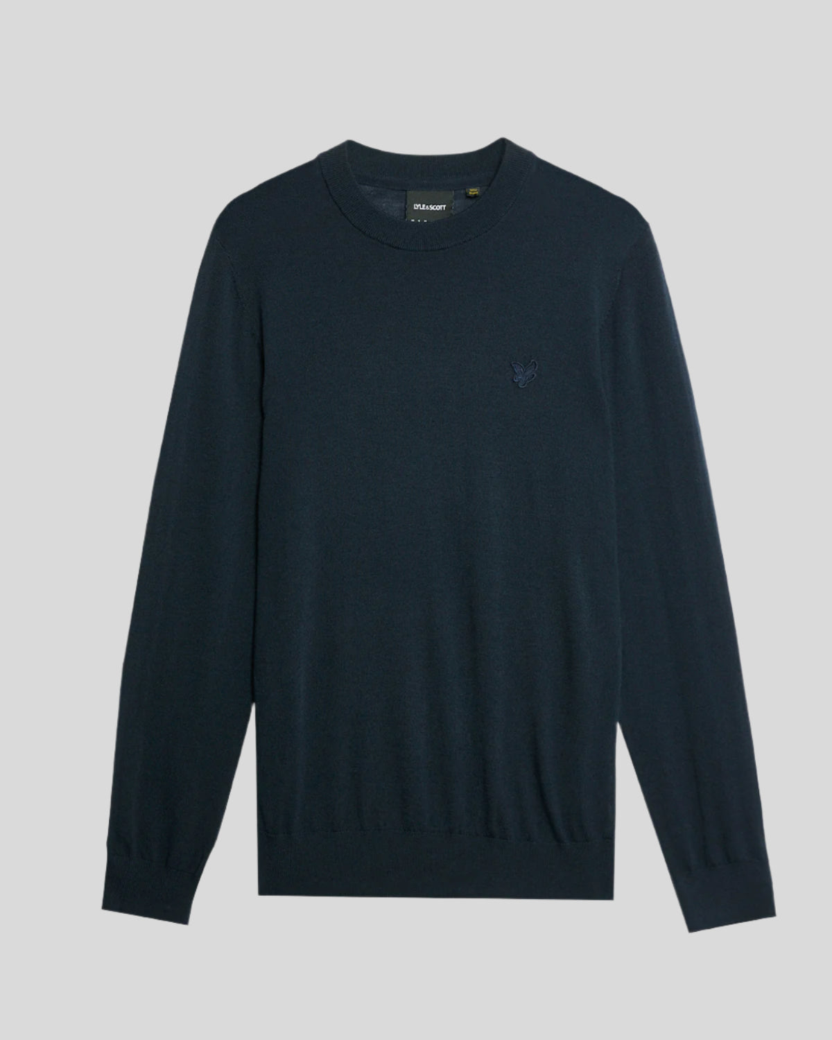 Pull à col rond en laine mérinos bleu marine foncé pour homme